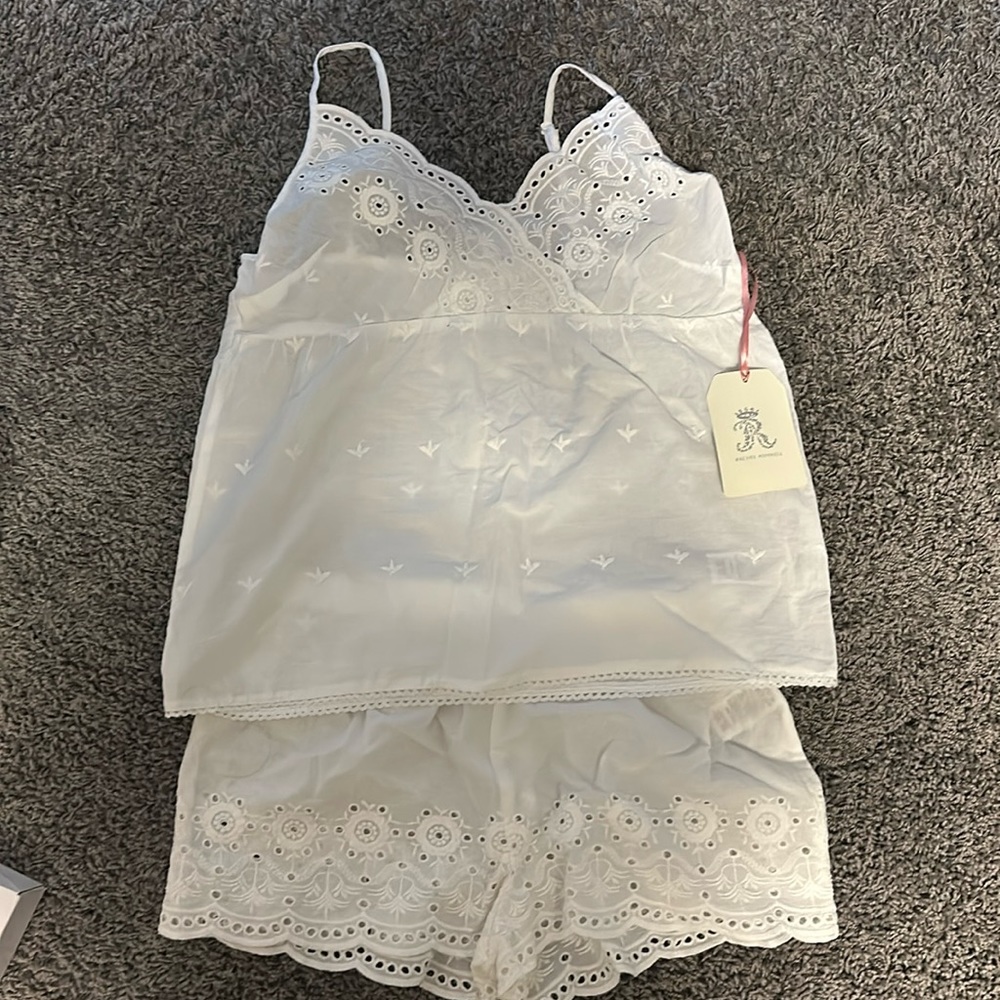 Rachel Ashwell white pajama set. Super cute, would be a great bridal gift!